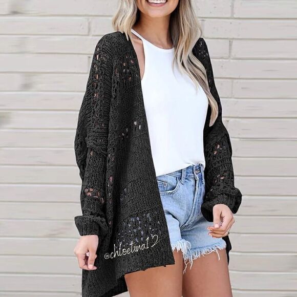 NEW Oversized Hollow Out Cardigan Sweater - Picture 7 of 10